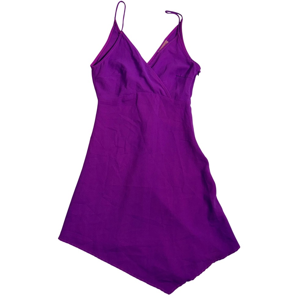 Sugar Lips Purple‎ V Neck Spaghetti Strap Asymmetrical Hem Mini Dress Size S